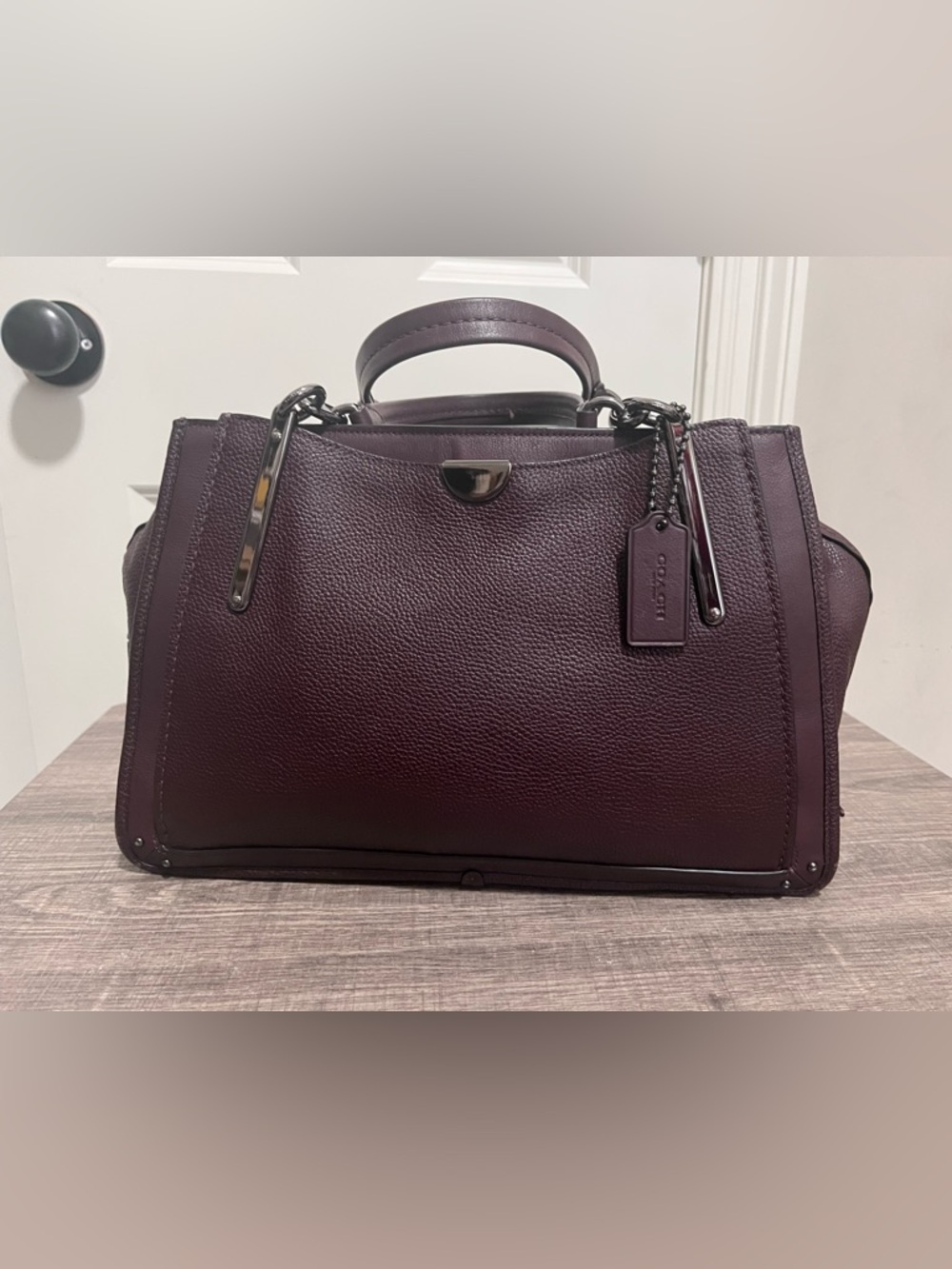 Coach Pebbled Leather Dreamer Satchel in Deep Plum